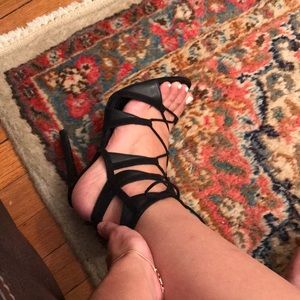 Black Zara heels suede and leather